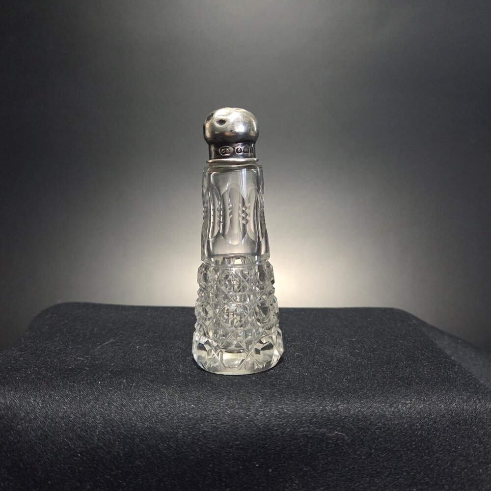 Antique Cut Crystal Shaker with Sterling Top